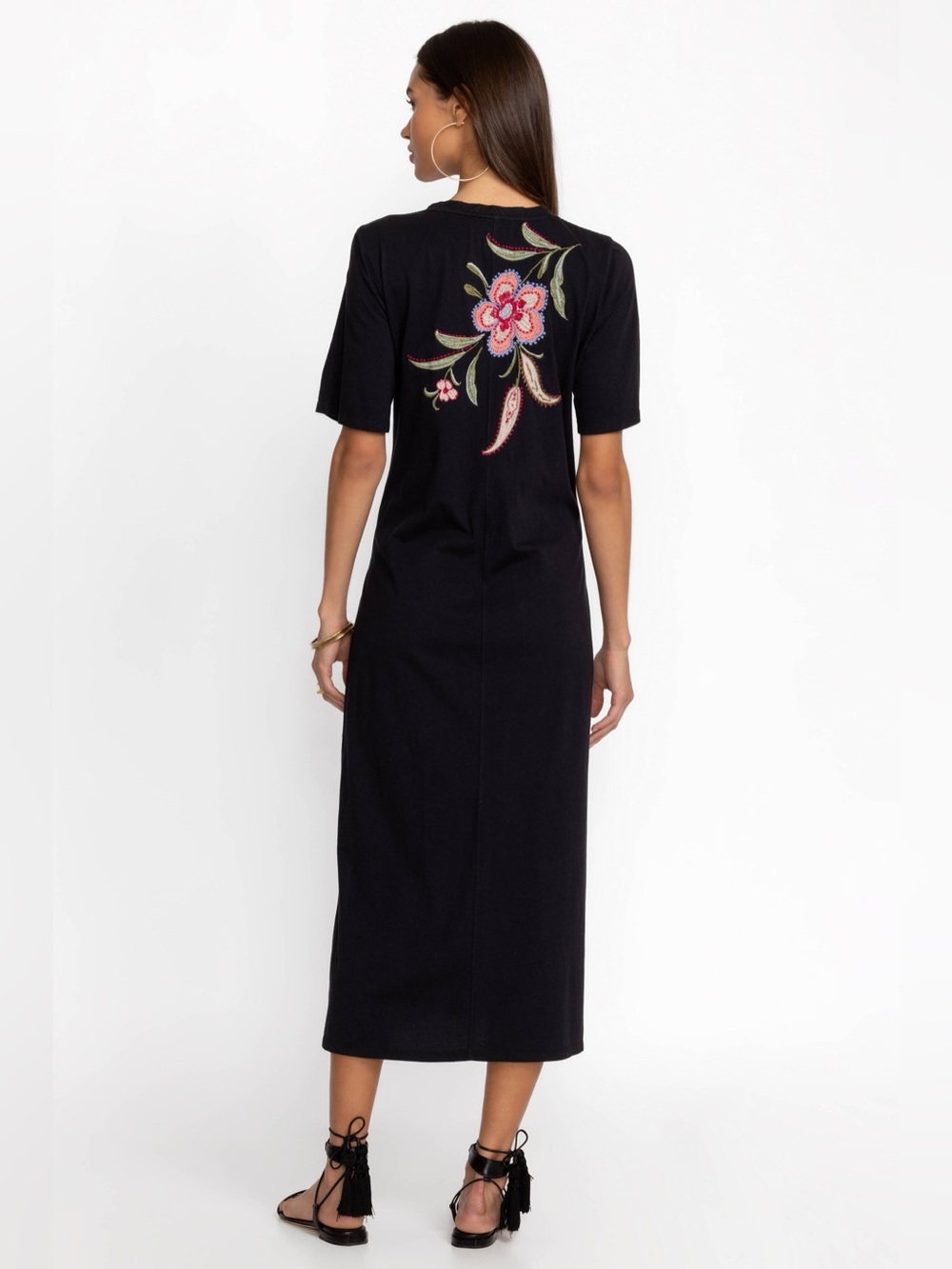 Johnny Was Libbi Trapunto T-Shirt Dress   Size  medium m embroidered black - Picture 2 of 8